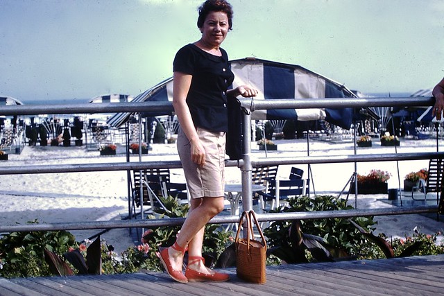 Found Photo - Woman at Beach, Atlantic City,  1958