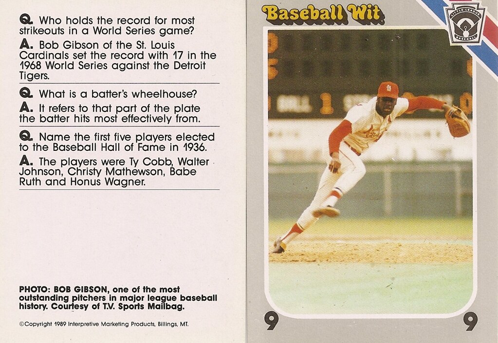 1990 Baseball Wit - Gibson, Bob (unnumbered)