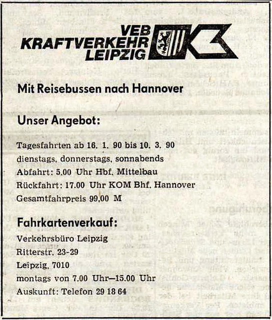 Vintage Zeitungswerbung, Partnerstädte Leipzig- Hannover (1990)