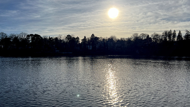 pale winter sun over the lake