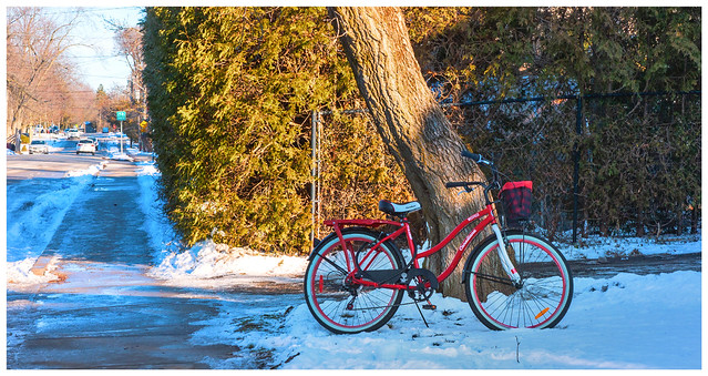 Red Bicycle In The Snow