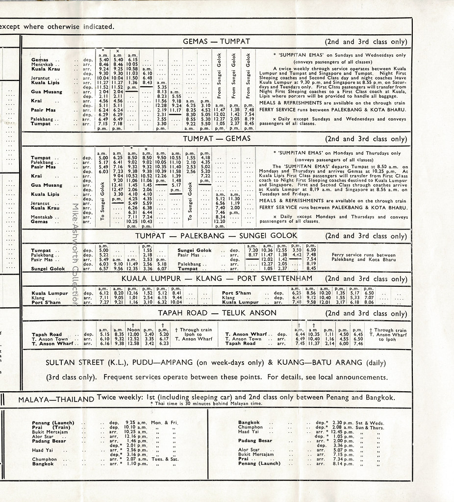 Malayan Railway : Time Table folder ; July 1956 : Malayan Railway Administration, Kuala Lumpur, 1956 (2)