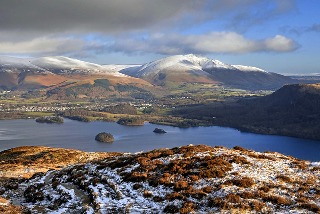 View from Maiden Moor across Derwentwater to snow-capped Blencathra (EXPLORED)
