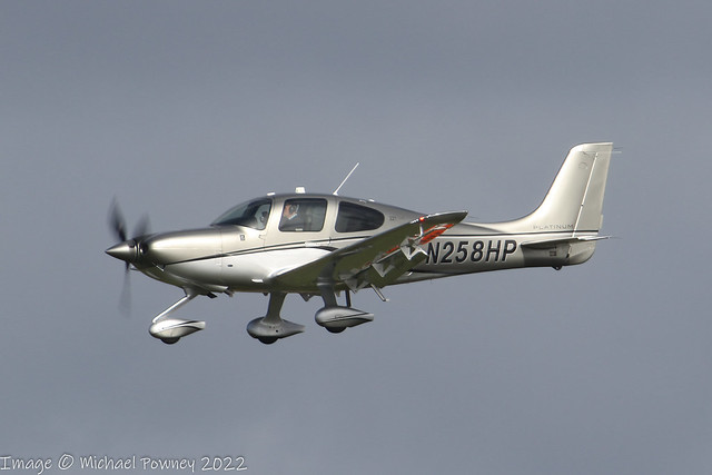 N258HP - 2017 build Cirrus SR22T GTS Platinum, on approach to Runway 27 at Liverpool