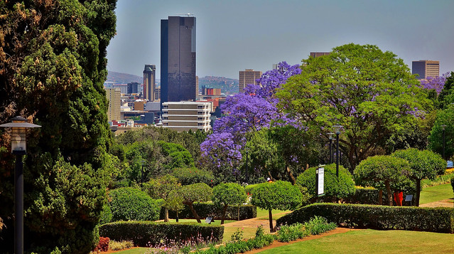 Südafrika ( South-Africa), unterwegs in Pretoria , Blick von den Unions Gärten auf die Stadt ,(in explore), 22014