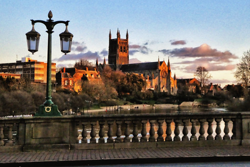 Worcester Cathedral in evening sunshine