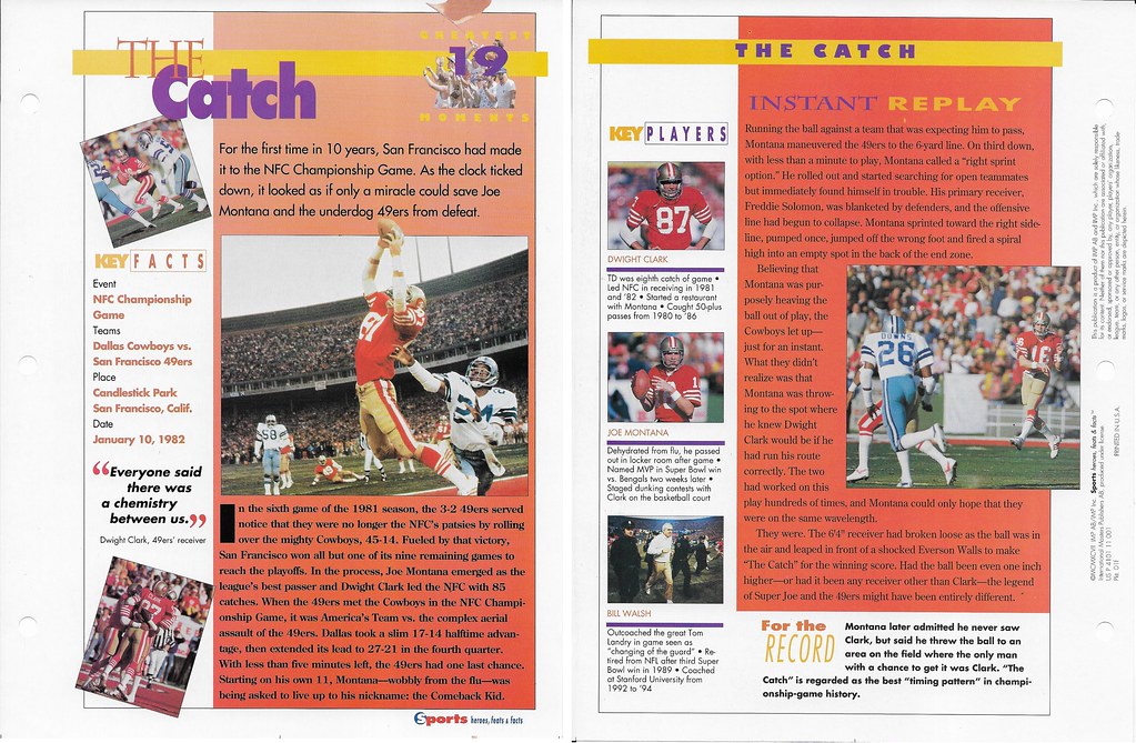 1997 Sports Heroes Feats Greatest Moments - Clark, Dwight - Montana, Joe 1f