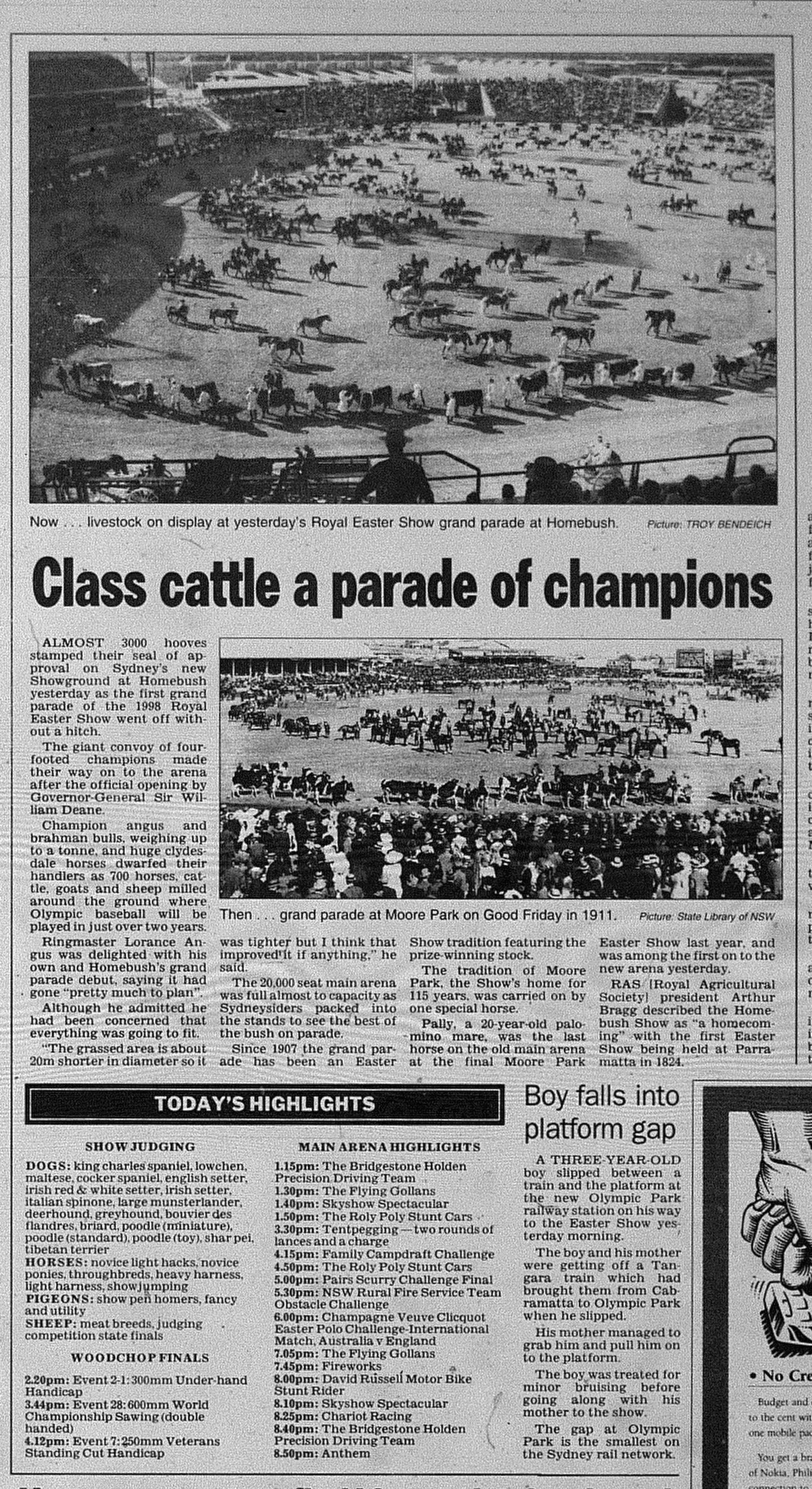 Easter Show Official Opening April 9 1998 daily telegraph 15