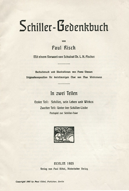 Schiller-Gedenkbuch, Titelblatt
