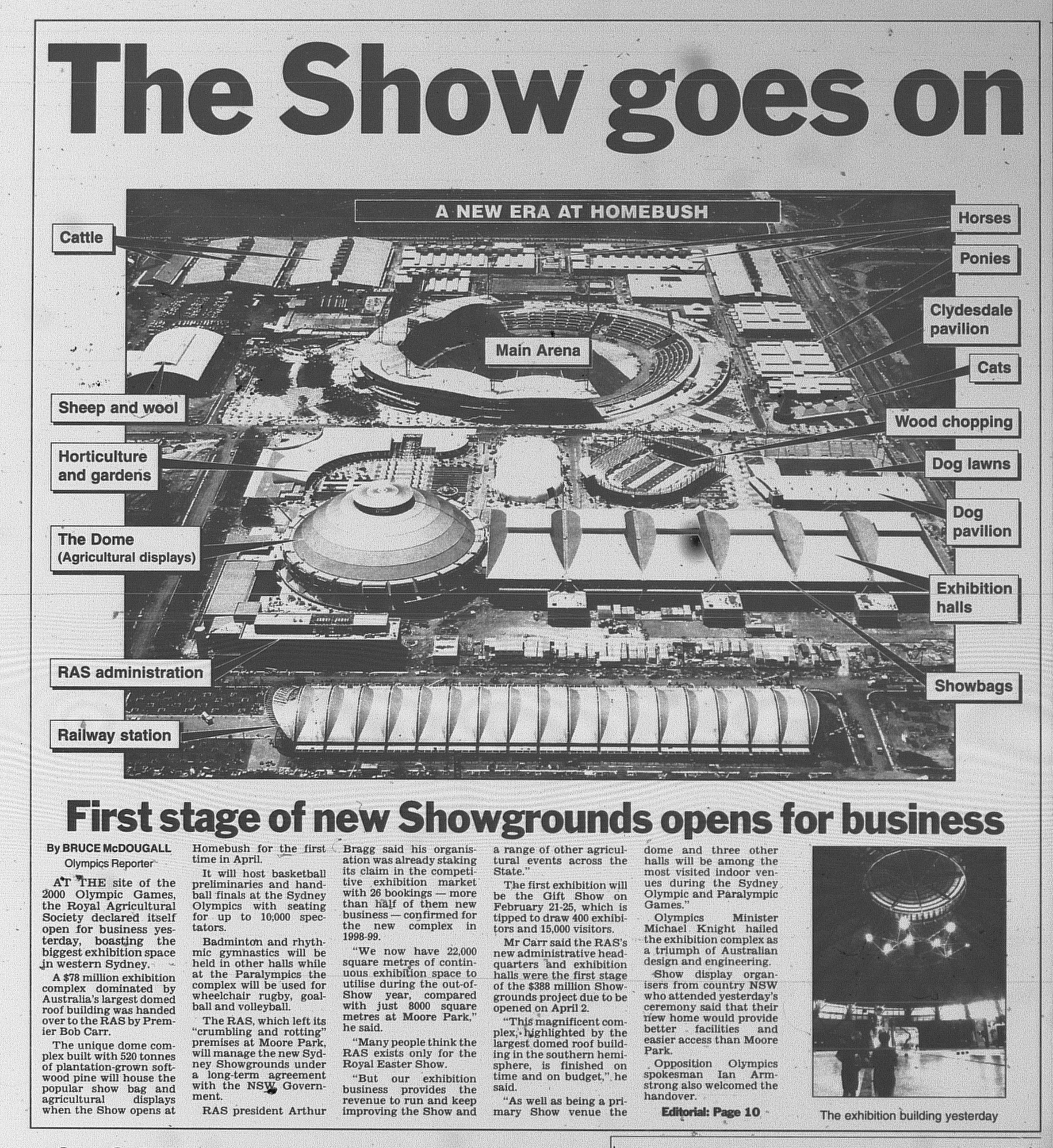 Sydney Showgrounds First Stage Completed January 28 1998 daily telegraph 15
