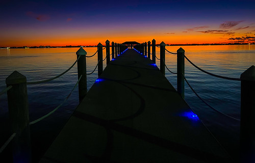 Twilight over the Indian River Lagoon with Fishing Pier - Melbourne Beach FL by mbell1975, Twilight over the Indian River Lagoon with Fishing Pier - Melbourne Beach FLmelbournebeach florida u