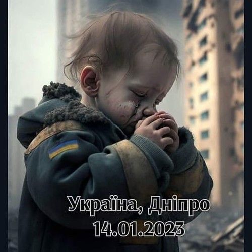 Allégorie de la tristesse du monde, Dnipro, Ukraine, 14janvier 2023.