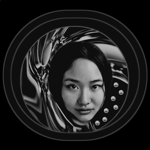 A Black and White Post Processed Abstract of the Data Girl Encircled