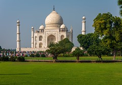 The famous landmark draws large crowds every day - Taj Mahal, Agra, India
