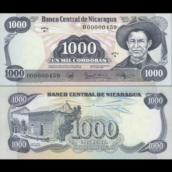 Nicaragua p145a 1000 Cordobas 1985 - 1