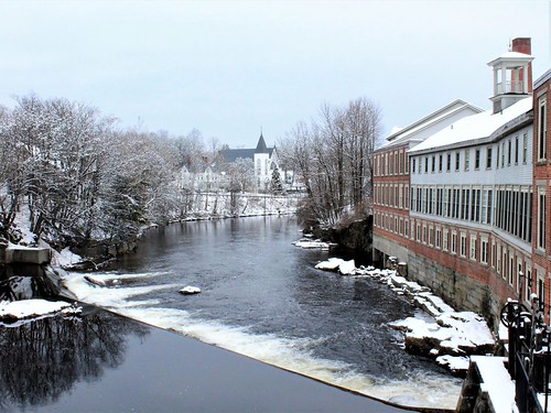 Milford Winter View, nh milford winter souhegan river goldman dam