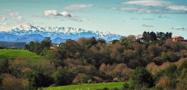 Los Picos de  Europa nevados desde  Ruiloba, Cantabria.