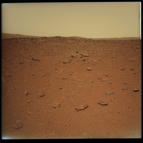 Polaroid photo of the landscape of Mars