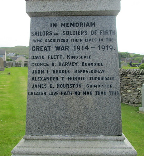 Dedication, Finstown War Memorial, Orkney
