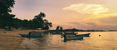 beach boat sky sunset scenics outdoors seascape fishing fishingboat reflection beautiful clouds thailand nakluea