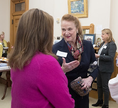 State Rep. Kathleen McCarty talks with colleagues during a Women's Bipartisan Caucus reception hosted by Lt. Governor Bysiewicz in her Capitol office.