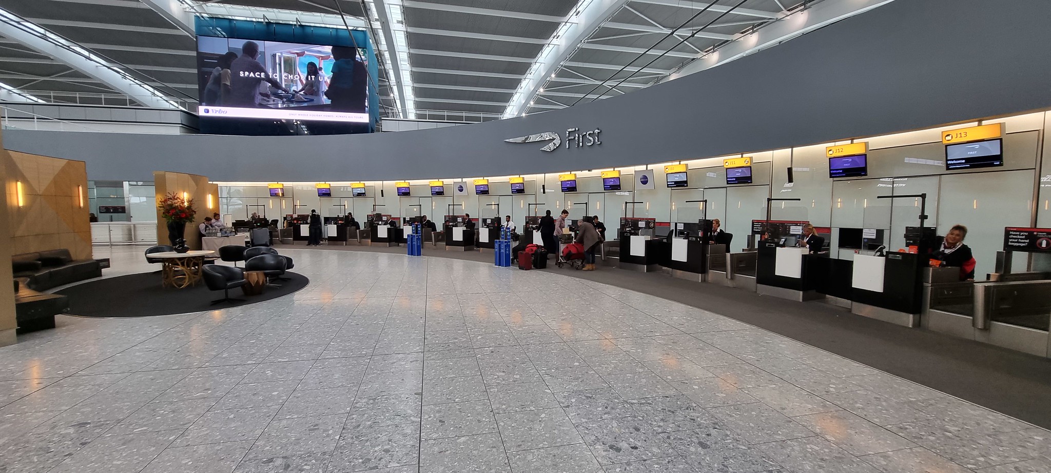 The BA First Wing check-in area at Heathrow T5