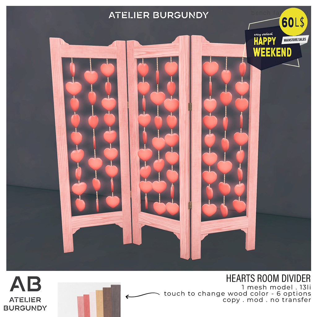 Atelier Burgundy . Heart Room Divider HW