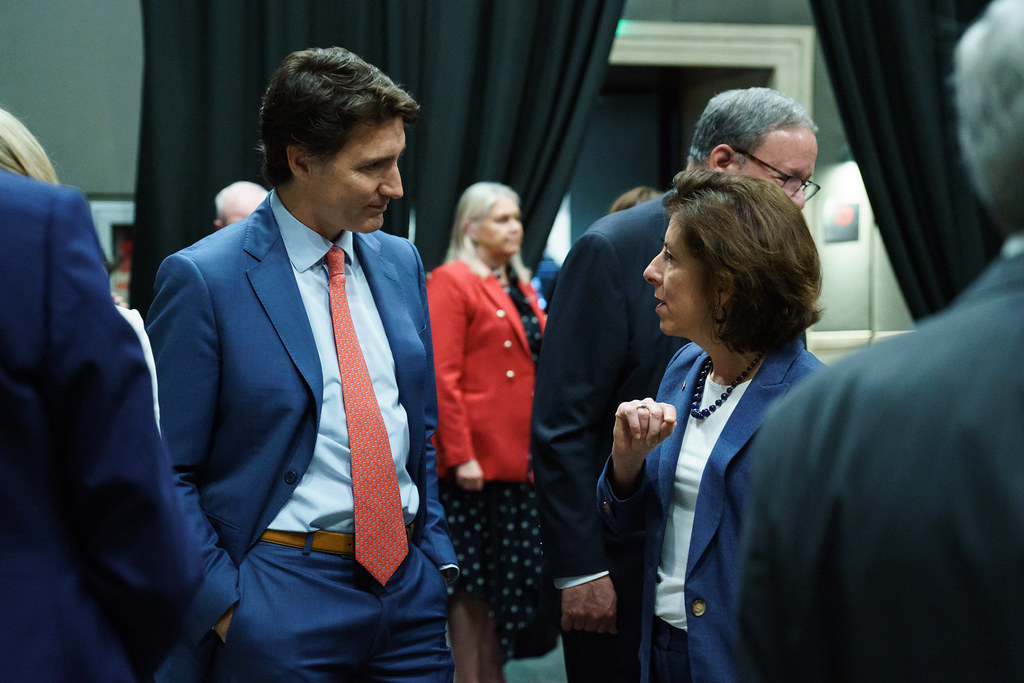 PM Trudeau speaks with a woman