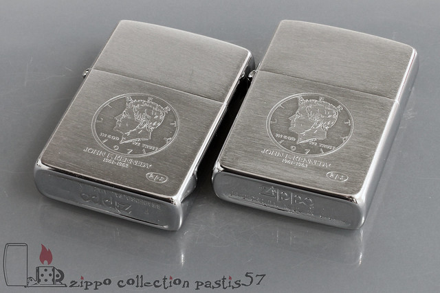 Zippo Catalog 1992-01 A-VII Kennedy Coin John F. Kennedy 1961-1963 by ZFS Ref. 15.072 850.085 Reg 200 Brushed Chrome Duo