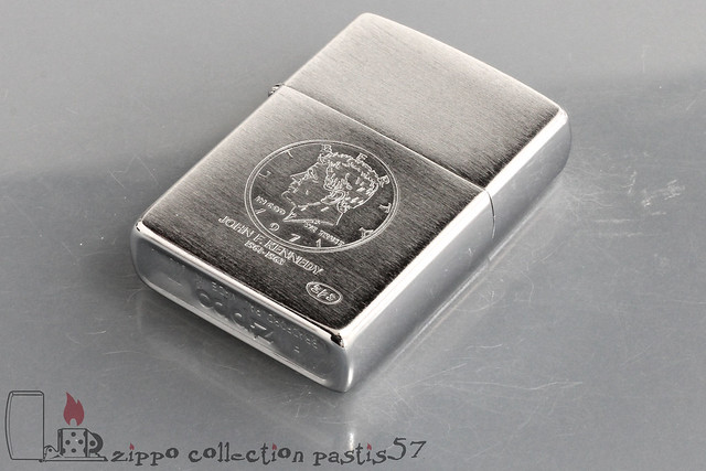 Zippo Catalog Coin 1991-06 F-VII Kennedy Coin John F. Kennedy 1961-1963 by ZFS Ref. 15.072 850.085 Reg 200 Brushed Chrome