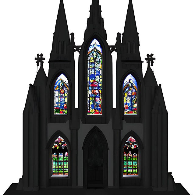 BIM Model of a gothic church beautiful black and wide straight lines