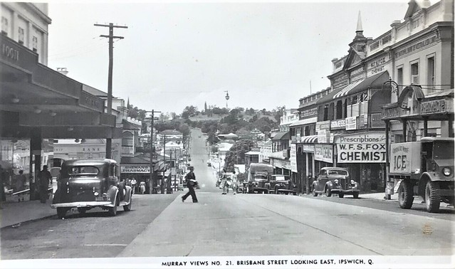 Brisbane Street looking east, Ipswich, Qld - circa 1950