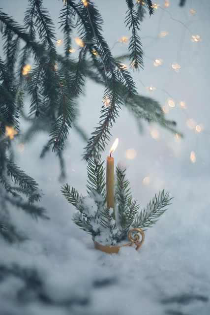 candle in snow