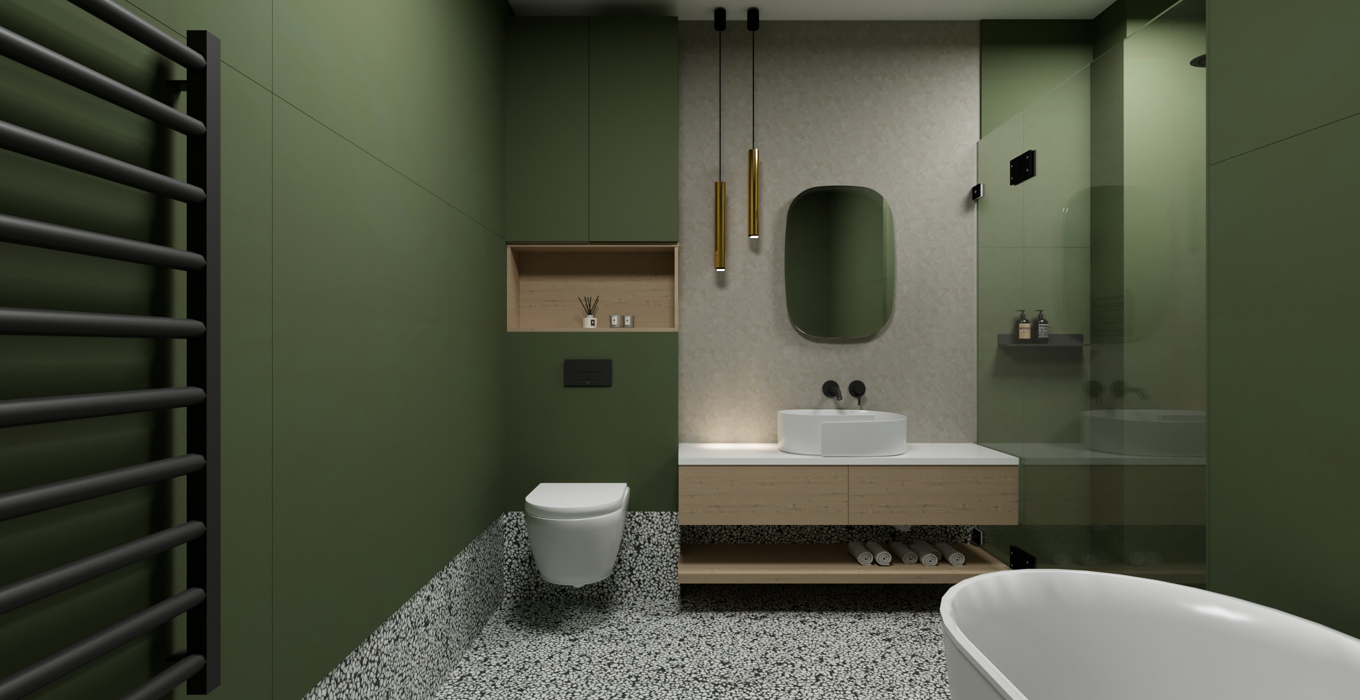 Aradi utca fürdőszoba, belsőépítész tervezés