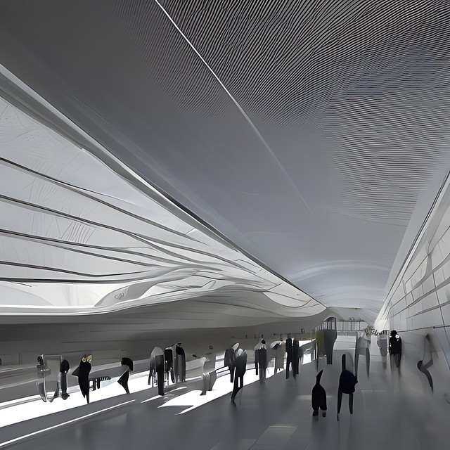 hyperdetailed futuristic train station ...