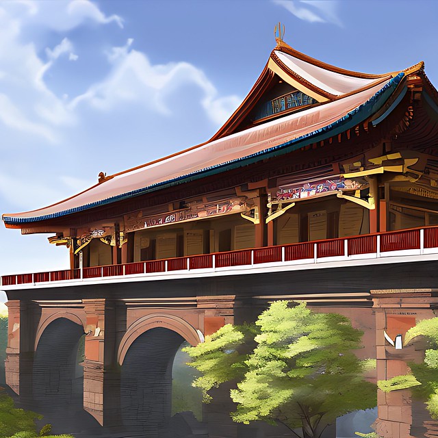 hyperdetailed ancient train station with sakura trees ...