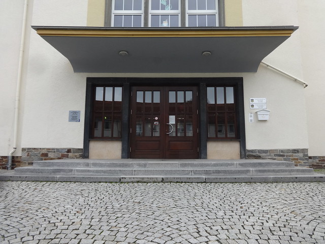 1959/60 Aue Portal mit Vordach Schulgebäude Agricolastraße 5 in 08280 Zelle
