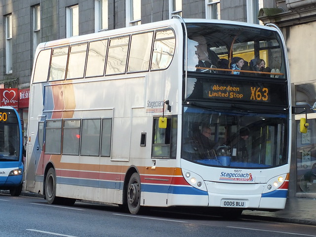 OO05BLU SV58BNB 19377 Stagecoach Bluebird Enviro 400 in original Stagecoach colours with an X63 from Fraserburgh