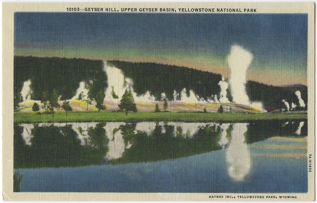 Geyser Hill. Upper Geyser Basin. Yellowstone National Park. Postcard.