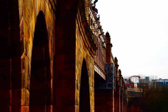 Stephenson's High Level Bridge of 1847, connecting Newcastle to Gateshead and the south