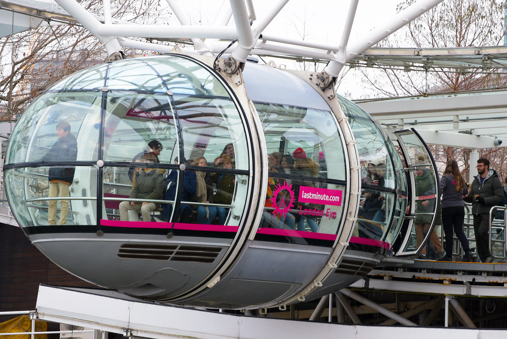 Passengers board the London Eye, London, UK