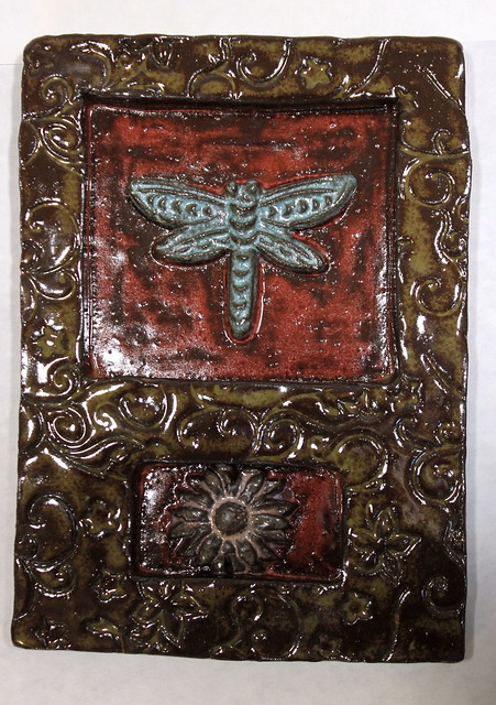 Dragonfly and Flower Decorative Tile