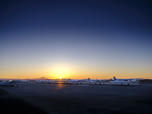 Winter sunrise 2023 by Gord McKenna, Catching the first rays of sun at Boundary Bay airport, south of Vancouver Canada, with Mt Baker int