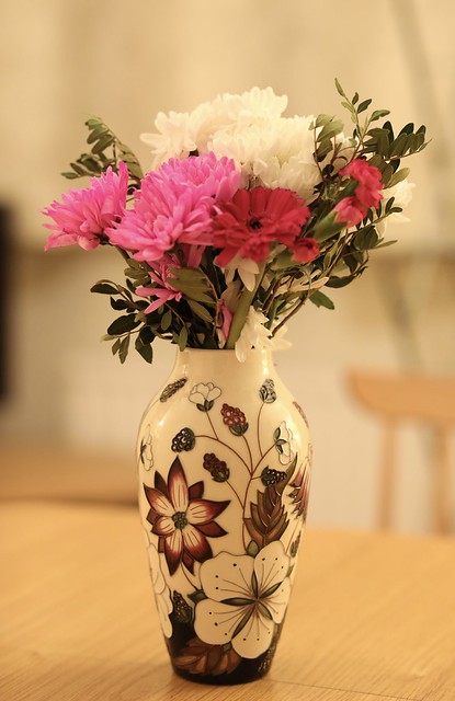 Flowers in a Moorcroft vase