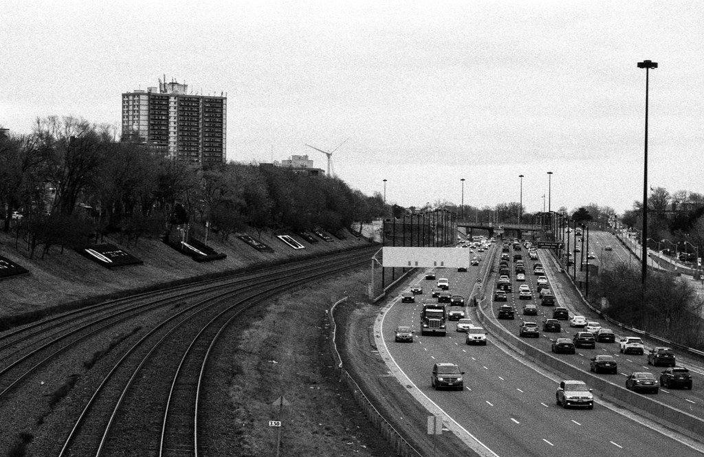 Gardiner Expressway Looking East and Train Tracks