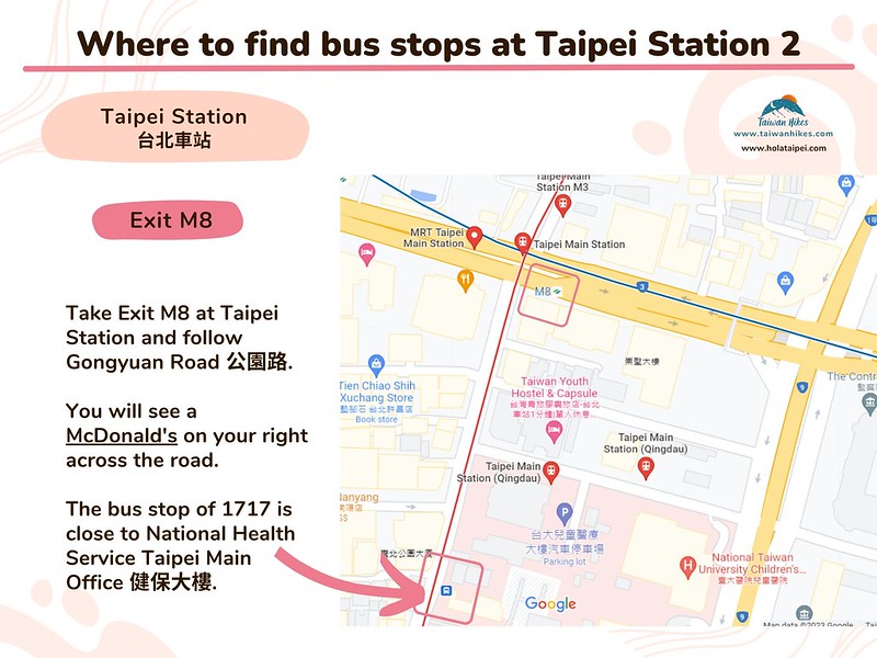 How to get to Yangmingshan by public transport - bus-stops-taipei-station-2