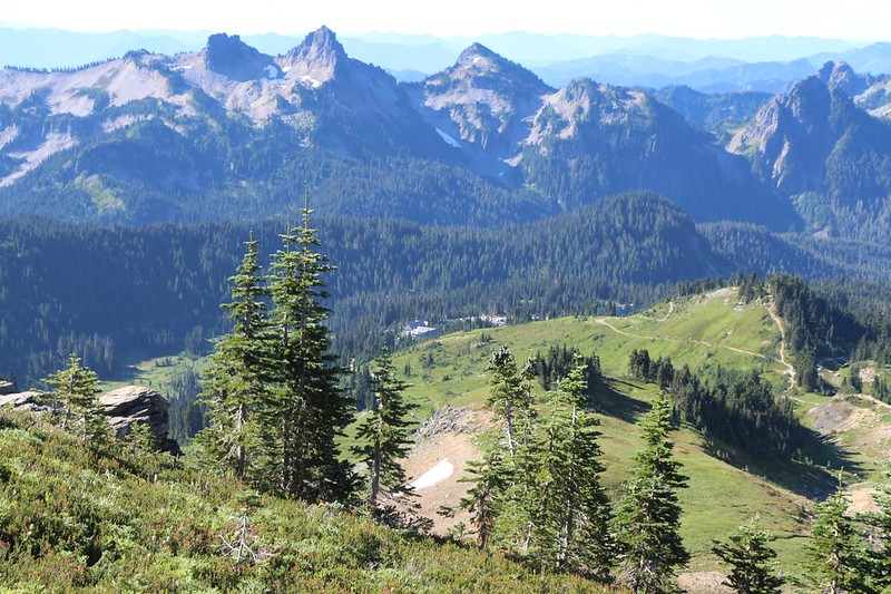 Zoomed-in view south toward Paradise Park from the Skyline Trail at Mount Rainier National Park