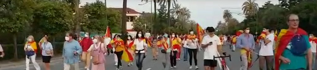FOTOGRAFÍA. SEVILLA (ESPAÑA), 18.05.2020. Varios centenares de personas marchan en Sevilla durante el estado de alarma. Lasvocesdelpueblo (Ñ Pueblo) (2)