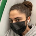 Teen masked girl in transport