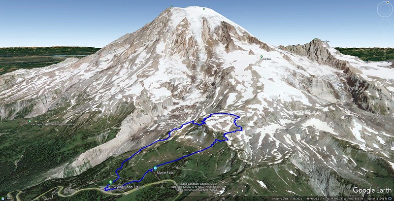 Mount Rainier Paradise Skyline Trail 2022 Google Earth Screenshot